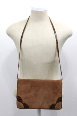 Vintage 80s Valentino Garavani Suede Shoulder Bag Clutch Convertible Itlay